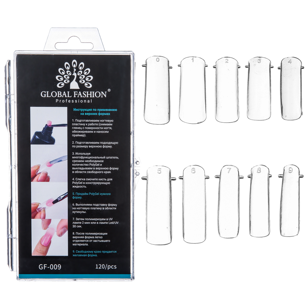

Верхние типсы для работы с полигелем (PolyGel), 100 шт.