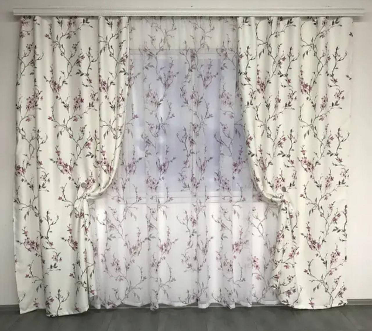 

Готовые шторы с тюлью 150х270, тюль 400х270