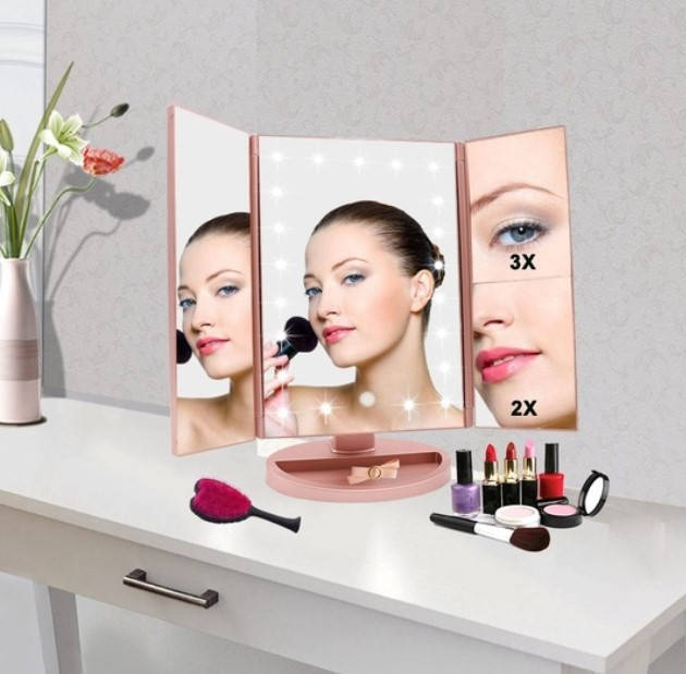 

Косметическое складное зеркало led mirror led подсветкой Розовый