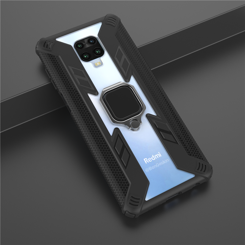 

Защитный прозрачный чехол с кольцом подставкой для Xiaomi Redmi Note 9s черный