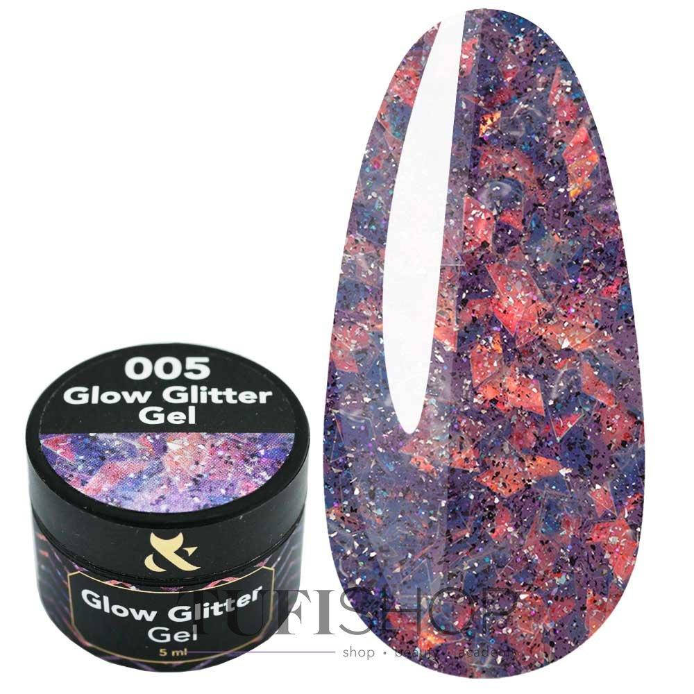 

Глиттер F.O.X Glow Glitter Gel 005 микс цветов со слюдой и микроблеском 5 мл