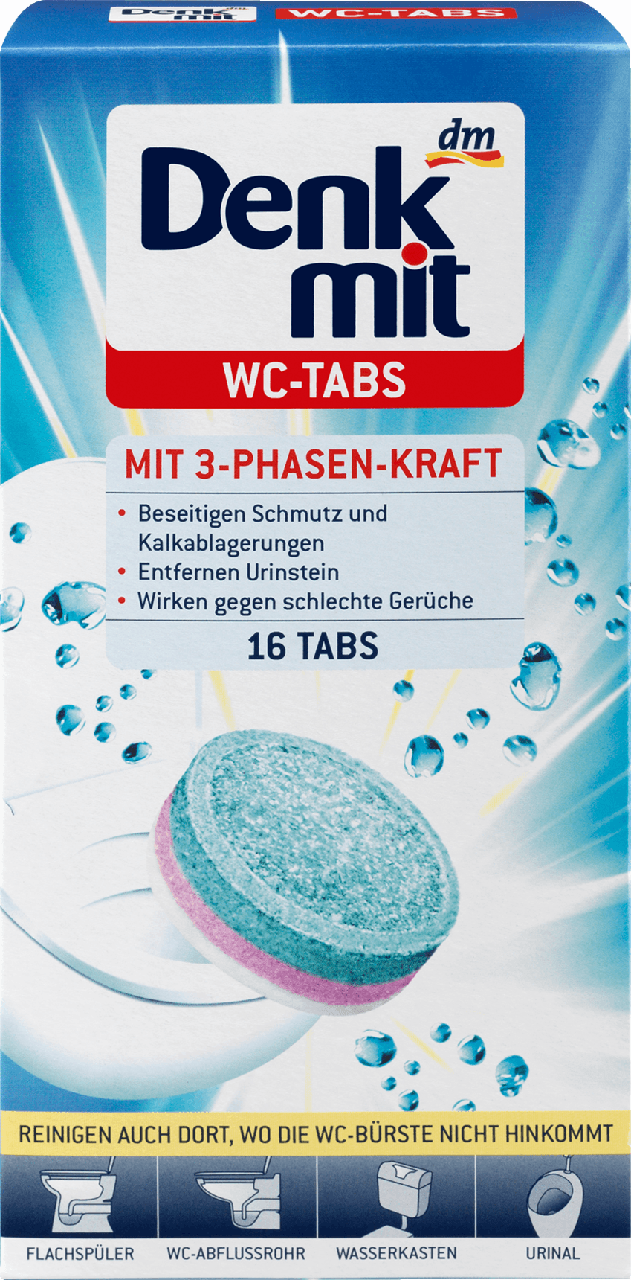 

Таблетки для бачка унитаза c формулой крафта Denkmit WC, 16 шт.