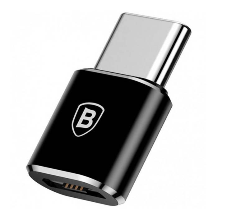 

Переходник Baseus micro USB на Type-C 2.4 А Черный (CAMOTG-01)