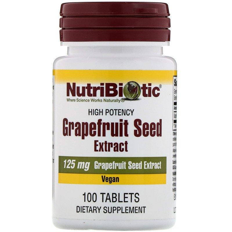 

NutriBiotic, экстракт семян грейпфрута, 125 мг, 100 таблеток