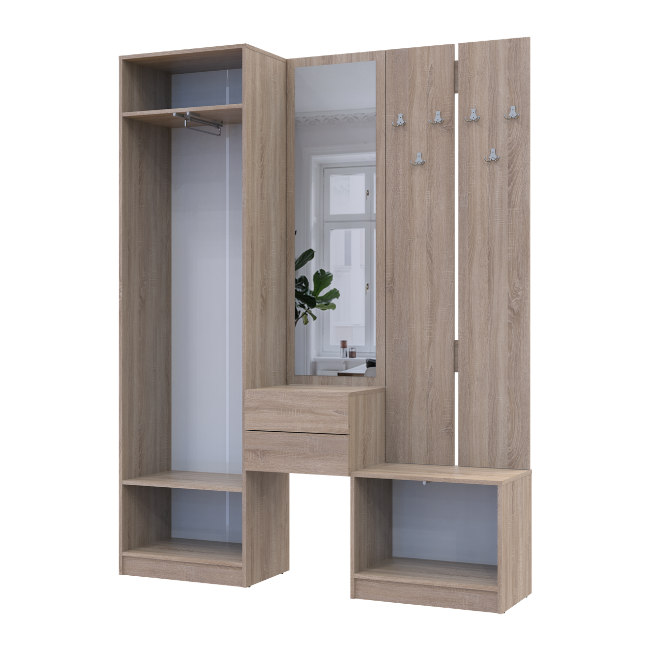 Передпокій Doros Сола Дуб Сонома/Білий ДСП / дзеркало 165х40х215 (42005147) 7