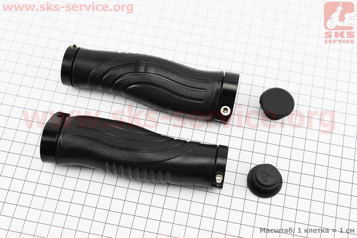 

Ручки руля 140мм с зажимом Lock-On с двух сторон, эргономичные, черные TPR-081