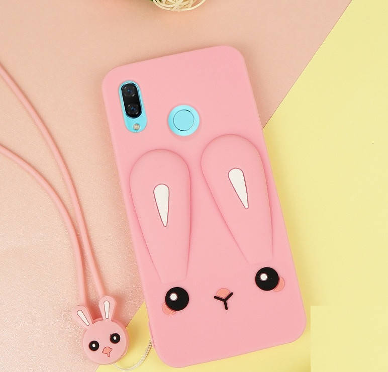 

Чехол Funny-Bunny 3D для Huawei P Smart Plus / INE-LX1 Бампер резиновый розовый