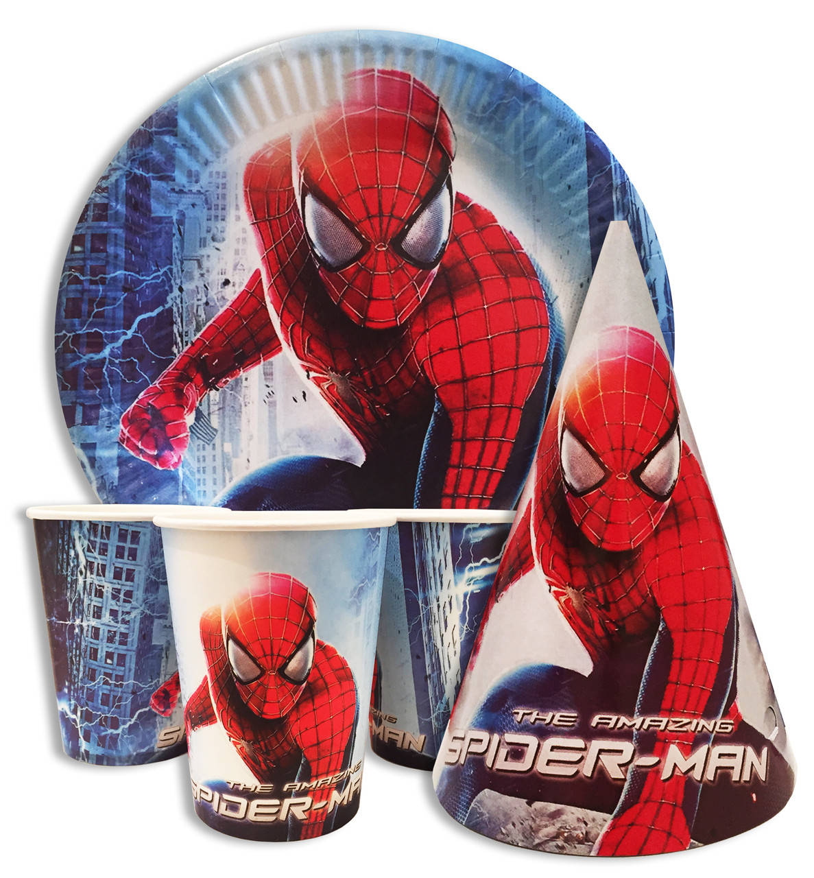 

Набор для детского дня рождения " Человек паук " Тарелки -10 шт Стаканчики - 10 шт Колпачки - 10 шт