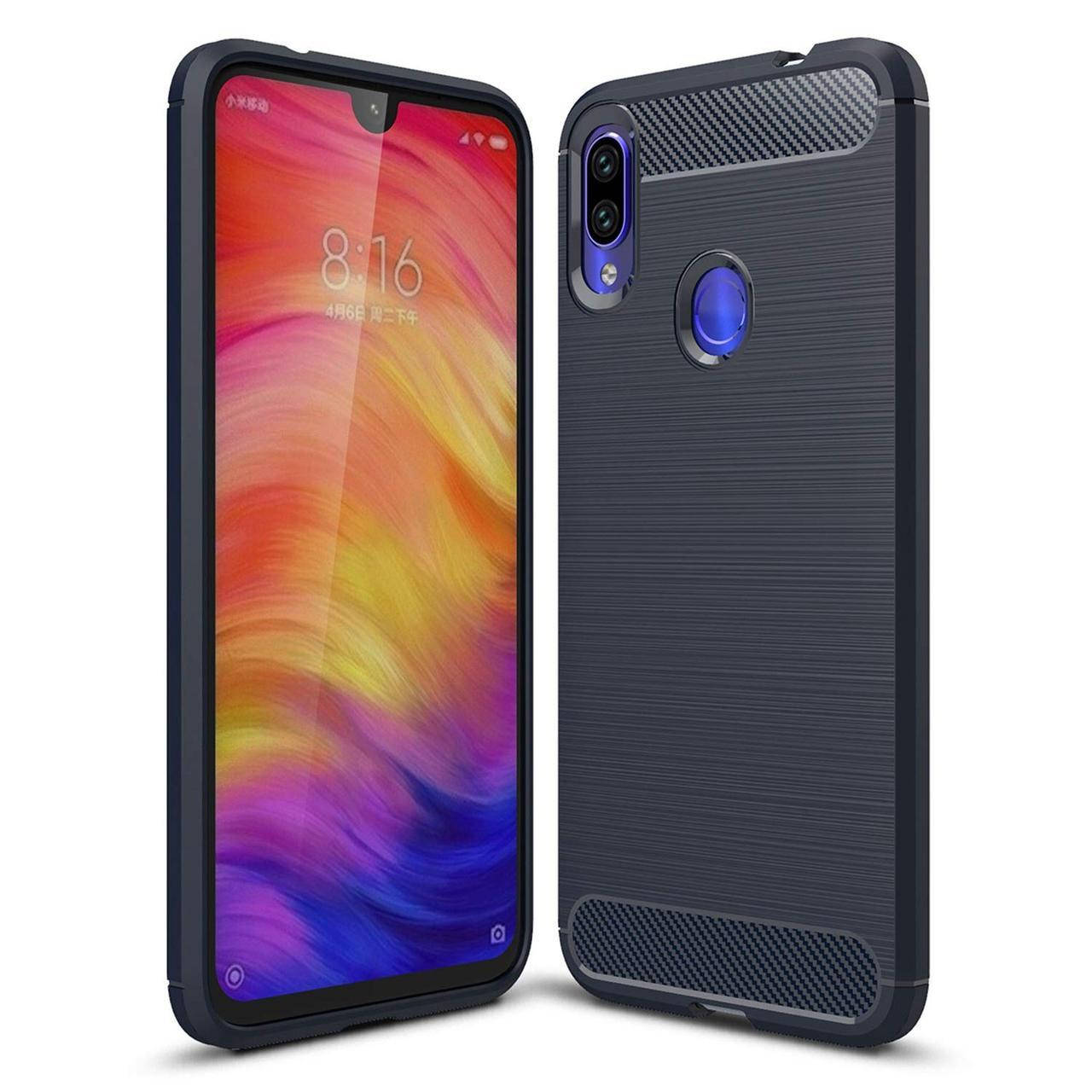 

Чехол Carbon для Xiaomi Redmi 7 бампер оригинальный Blue