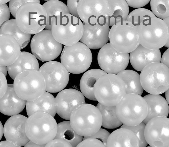 

Пластиковые бусины d 11-12мм ,цвет белый(1 упаковка 50 бусин)