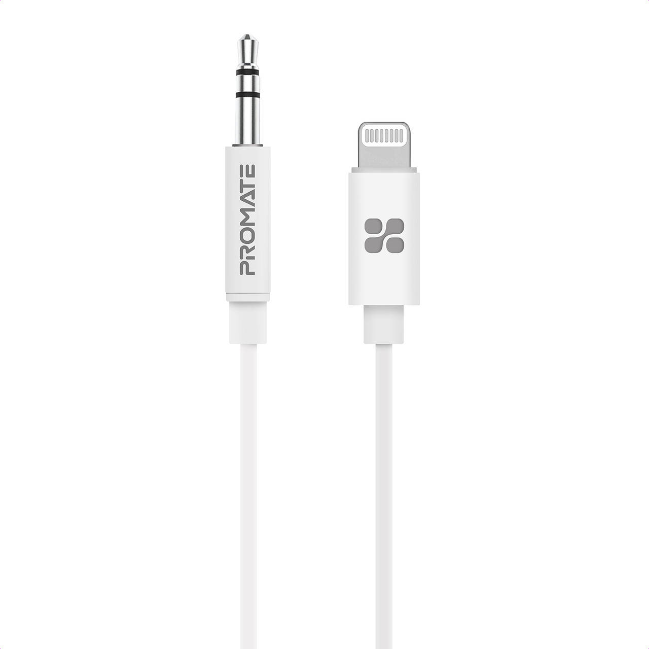 

Переходник Promate AudioLink-LT1 Mini-Jack 3.5мм/Lightning MFI White, Белый