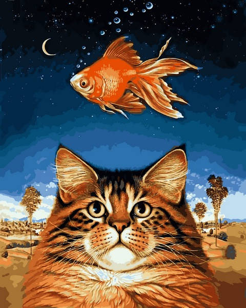 

Набор для рисования 40×50 см. Кот и рыбка