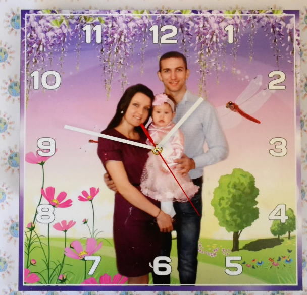 

Квадратные настенные часы с вашей фотографией 30х30 см