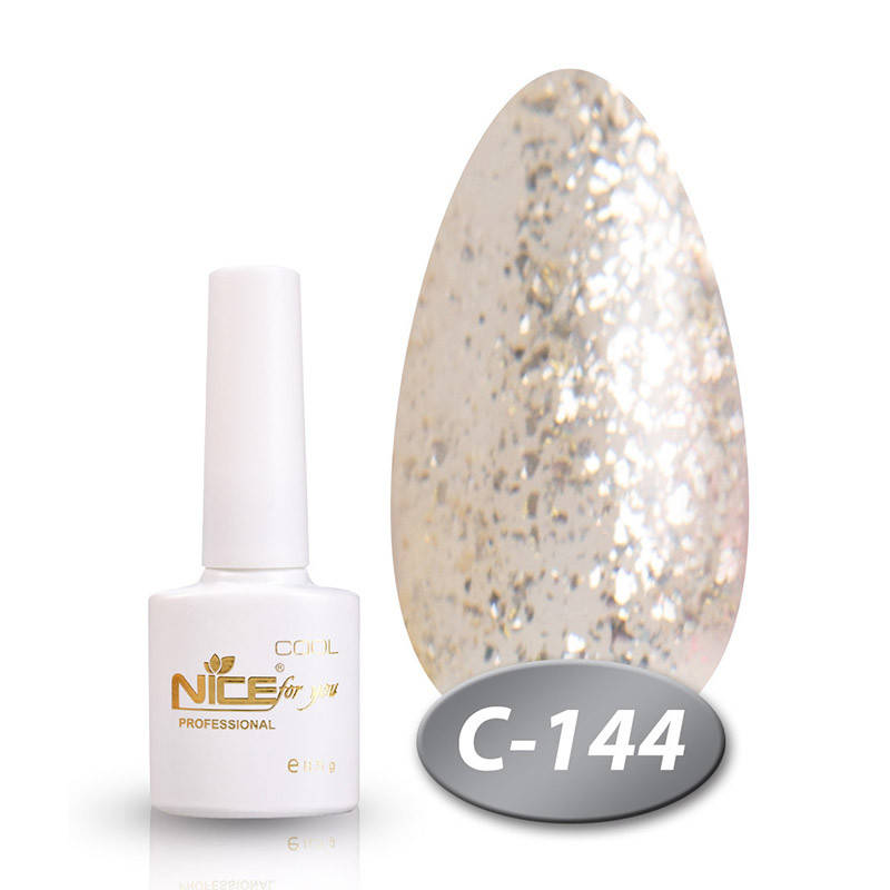 

Гель-лак Nice for you Cool С-144 серебристое золото 8,5 мл