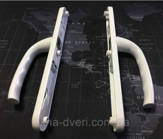 

Ручка нажимная на планке для металлопластиковых дверей Astex HERMES DHS 92/26/251/208 с пружиной 3 винта, Белый