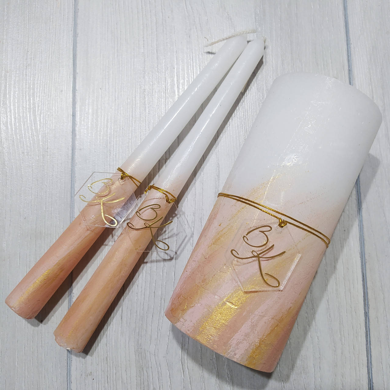 

Свадебные свечи Семейный очаг "Акварель" с инициалами