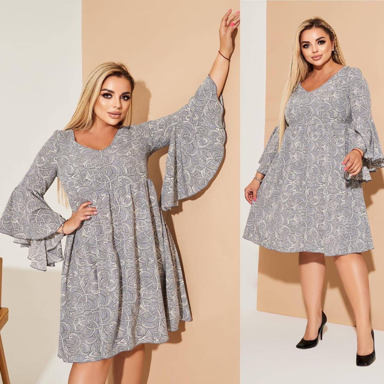 

Нежное женское цветочное платье, ткань "Софт" 48, 50, 52, 54, 60, 62 размер 48 54