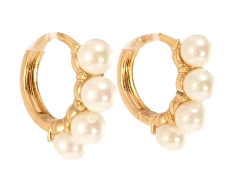 

Серьги Xuping Позолота 18K колечки "Четыре жемчужины"