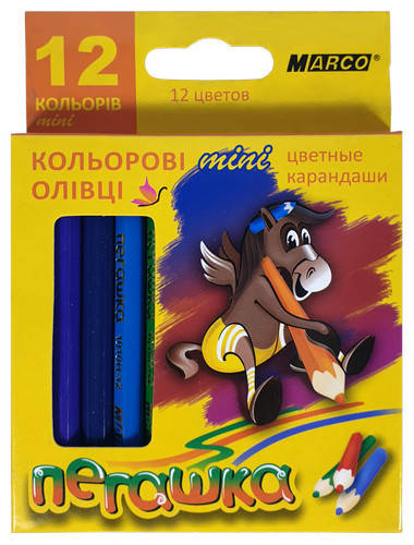 

Карандаши цветные Marco Пегашка 12 цветов короткие арт.1010Н-12, Разные цвета