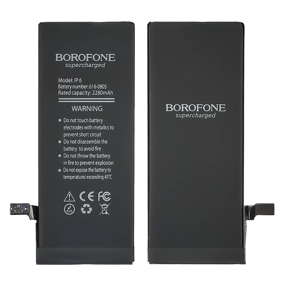 

Аккумулятор (батарея) Borofone для Apple iPhone 6, усиленный (2280 mAh)
