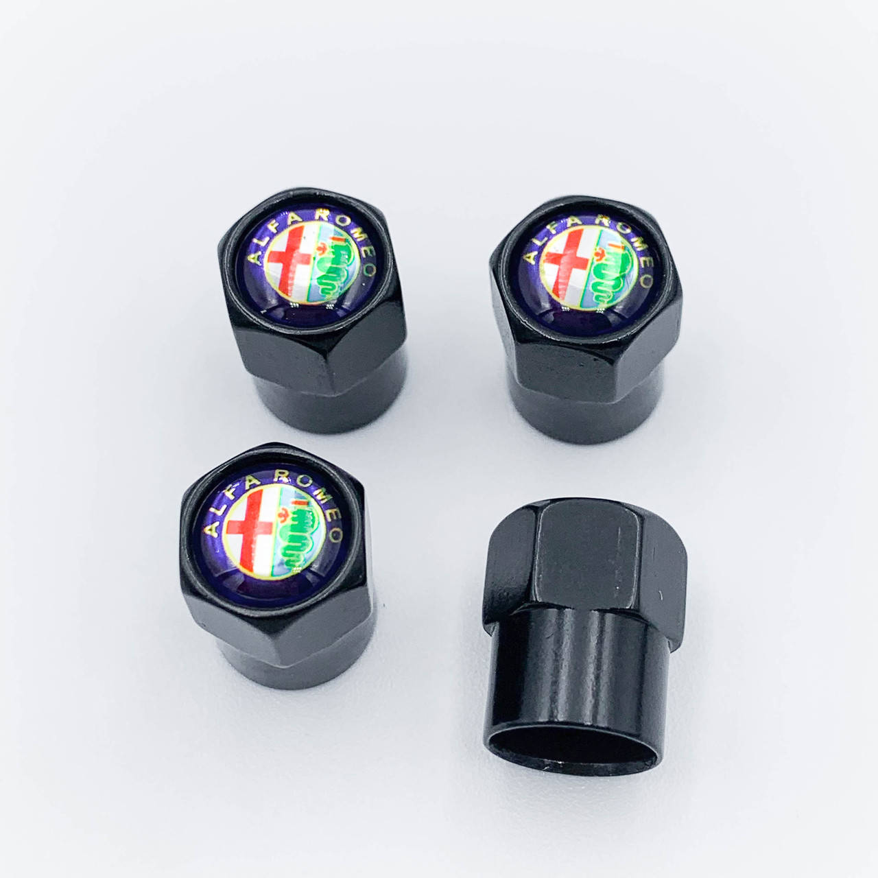 

Защитные колпачки на ниппеля Alfa Romeo (Альфа Ромео) 4 шт Черные