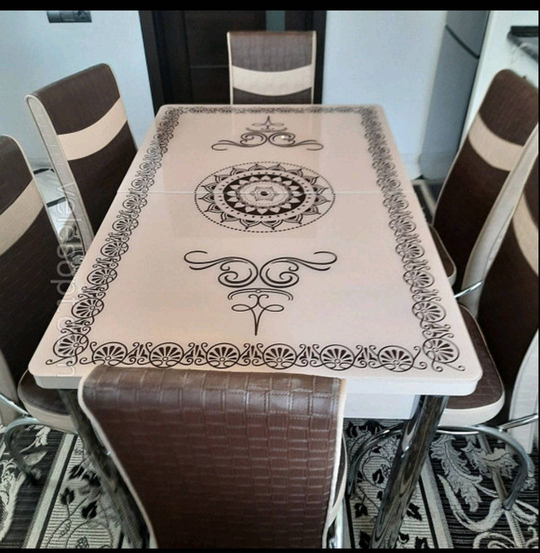 

Стол стул кухонный обеденный стеклянный 3Д и 4 стулья