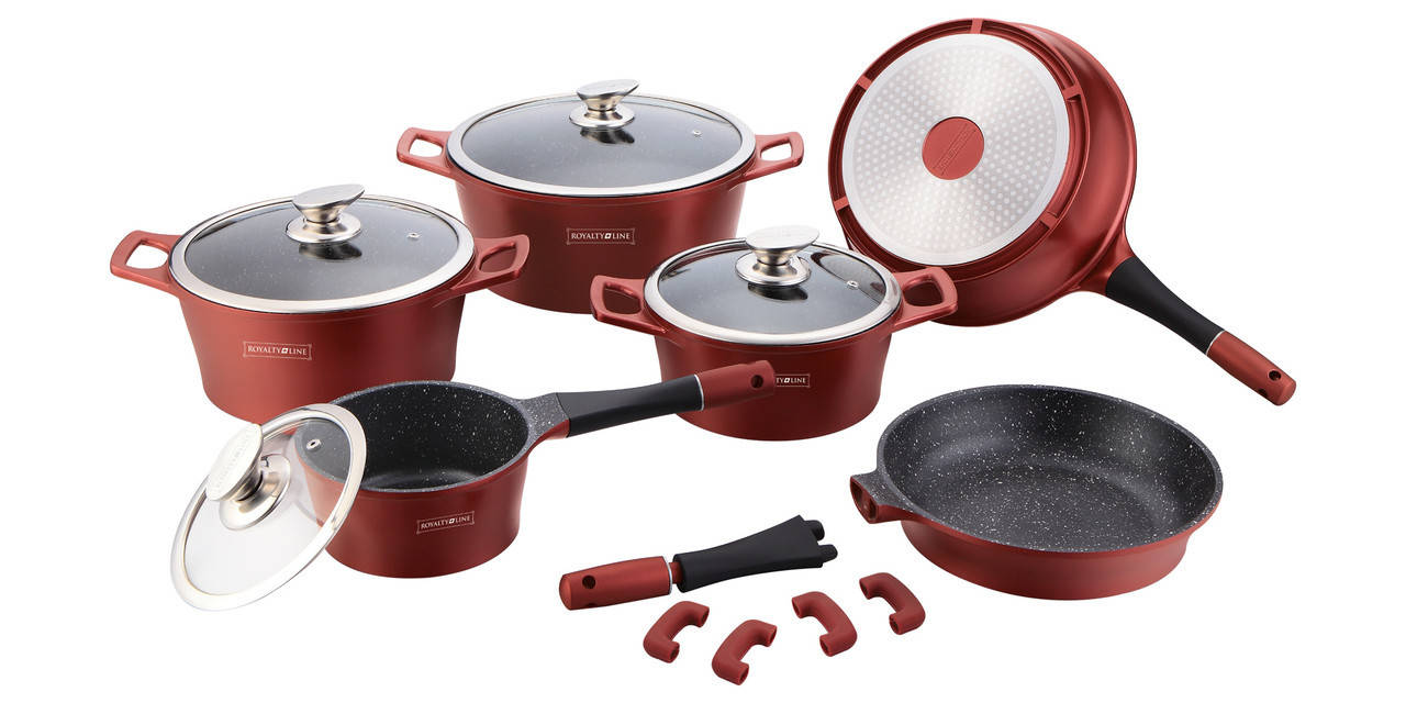 

Набор кастрюль Royalty Line RL-ES1014M Burgundy 14 pcs, Бордовый