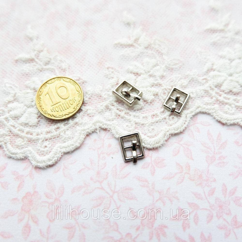 

Мини Пряжки для Кукольной Одежды и Сумок ПРЯМОУГОЛЬНАЯ 9*7 мм СЕРЕБРО 5 шт