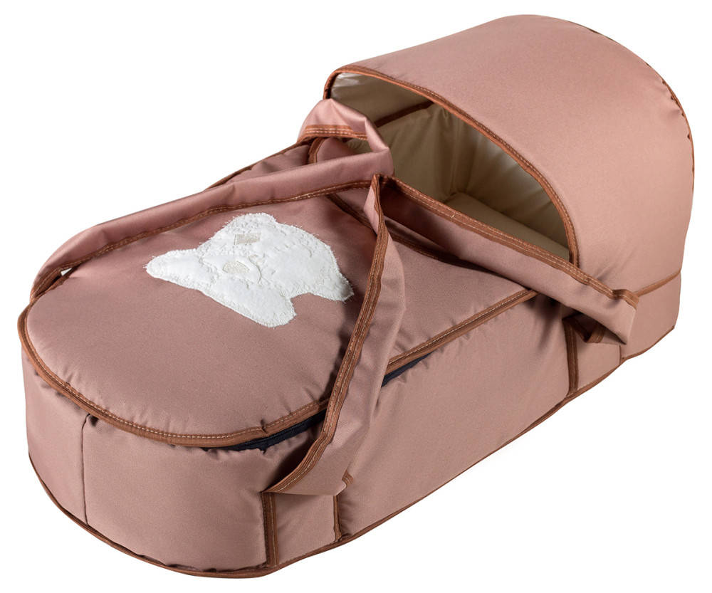 

Люлька переноска детская для новорожденных на выписку Babyroom с твердым дном с белой мордочкой мишки Капучино, Белый