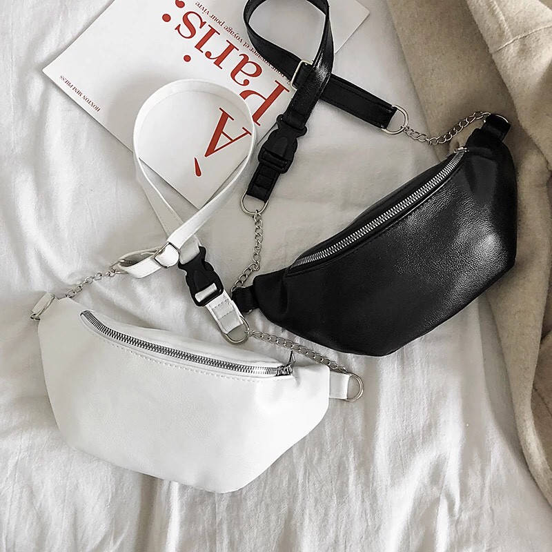 

Женская стильная сумка бананка мессенджер на грудь новинка 2020, Черный