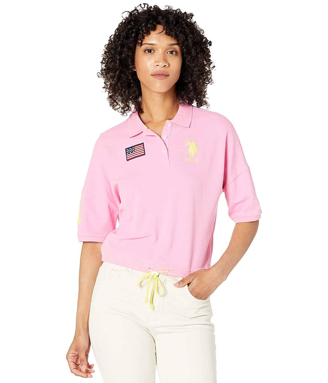 

Поло U.S. POLO Yarn-Dyed Striped Crop Shirt Pink Cabana - Оригинал