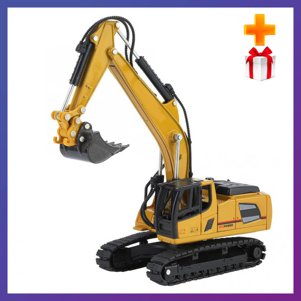 

Детская машина экскаватор металлический Huina toys 1810 экскаватор карьерный 1:60 + Подарок