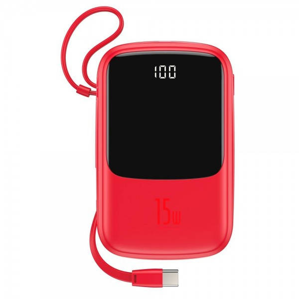 

Повербанк 10000мАч 3A 15Вт 2xUSB Type-C вбудований кабель Baseus PPQD-A09