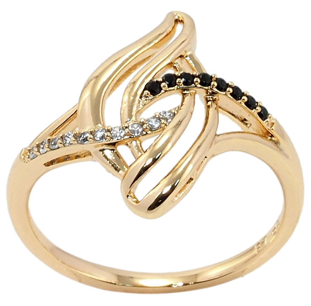 

Кольцо Xuping Позолота 18K "Декоративный орнамент с черно-белым цирконием" р.18
