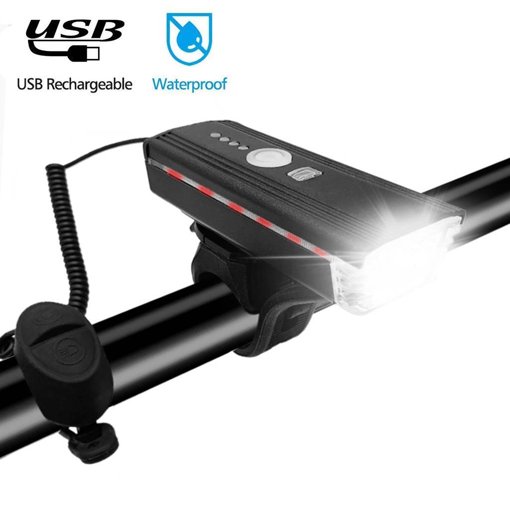 

Фара велосипедная + сигнал передняя HJ-062, вынос. кнопка, датчик света, аккум, ЗУ micro USB