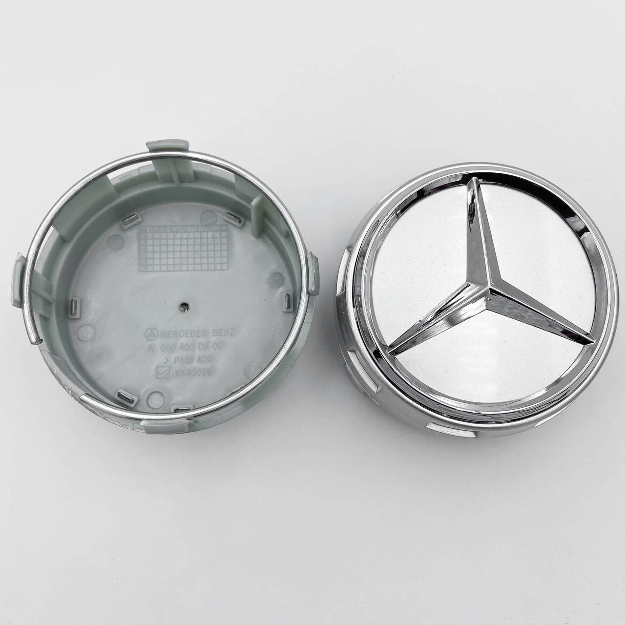 

Колпачки (заглушки) + подиум (бочка) в литые диски Mercedes Benz (Мерседес) 75 мм Серебристые