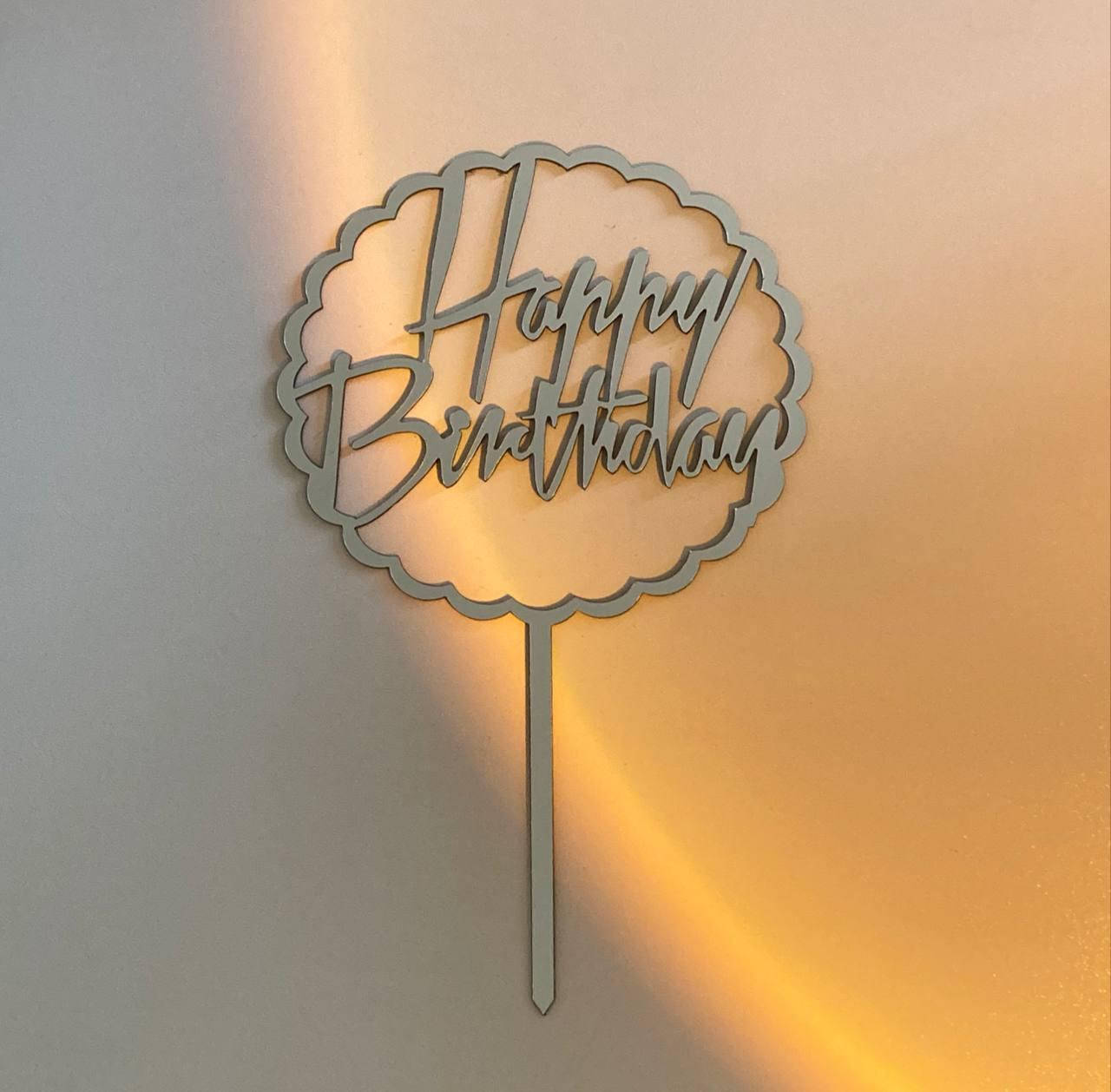 

Дзеркальний топер Happy Birthday (срібло)