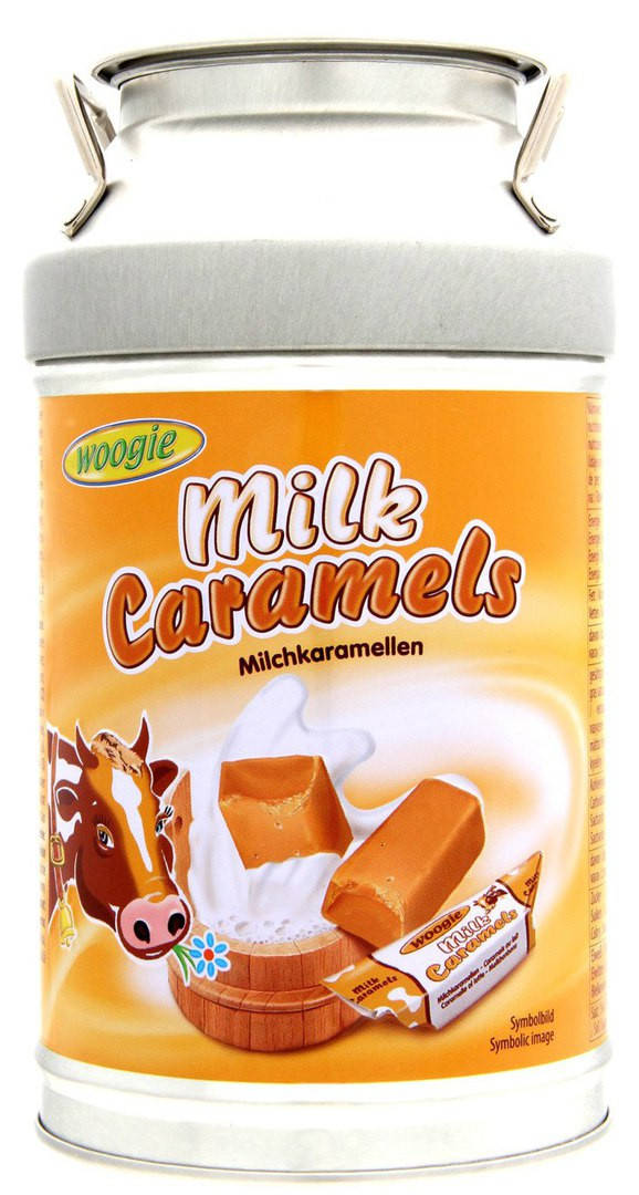 

Конфеты Woogie Milk Caramels в металической копилке