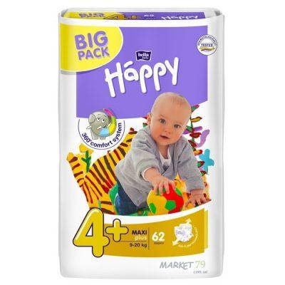 

Подгузники детские Happy 4+Maxi Plus 9-20 кг 62 шт