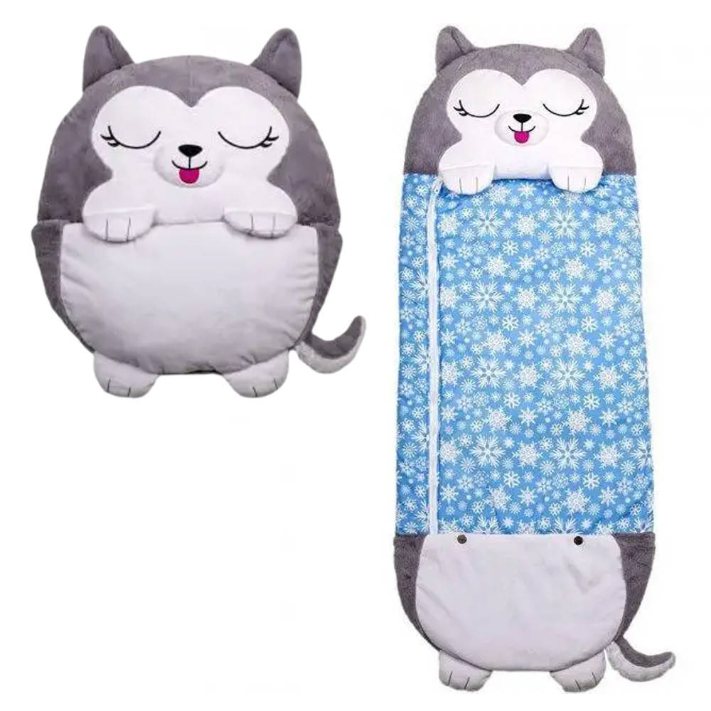 

Детский спальный мешок-игрушка подушка 140х50 см 3в1 серый Sleeping Bag