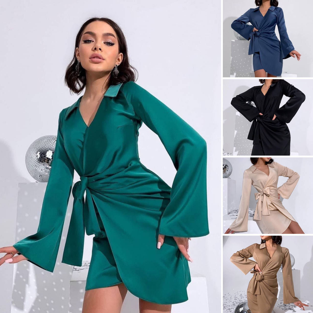 

Платье женское вечернее шелковое мини (разные цвета)