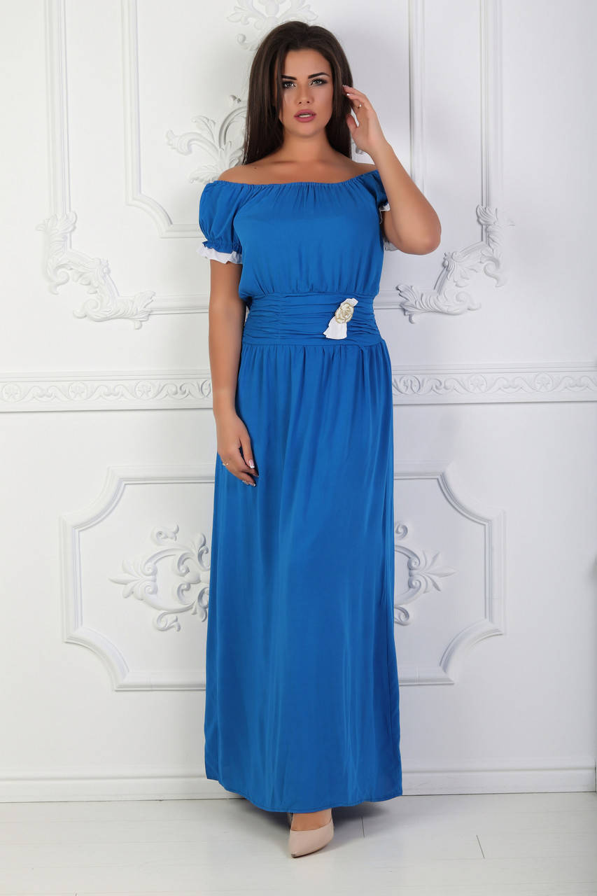 

Нарядный длинный сарафан из штапеля 42-48 р ( разные цвета ) 48, Синий