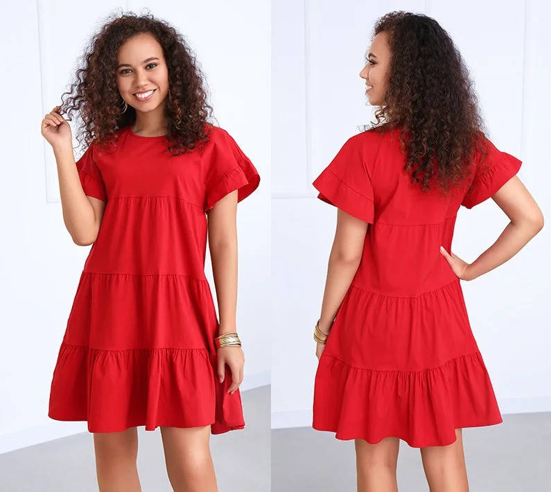 

Стильный женский летний сарафан "Аманда". Женское летнее платье свободного кроя с оборками