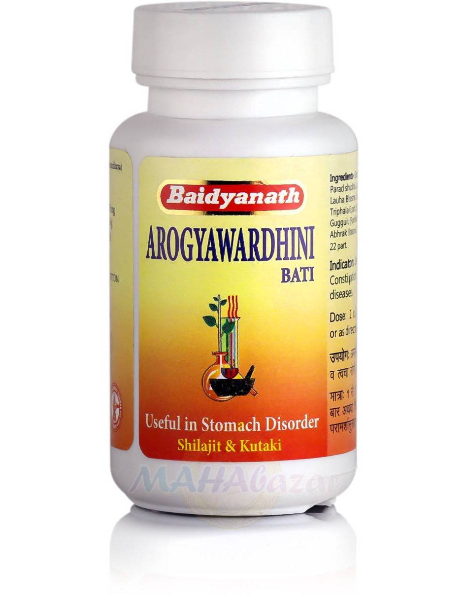 

Арогьявардхини Вати 80 таб., Бэйденат (Arogyawardhini Vati 80 tabs, Baidyanath)