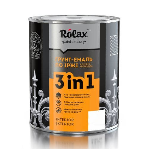 

Грунт-емаль 3в1 по іржі Rolax чорний 2 л