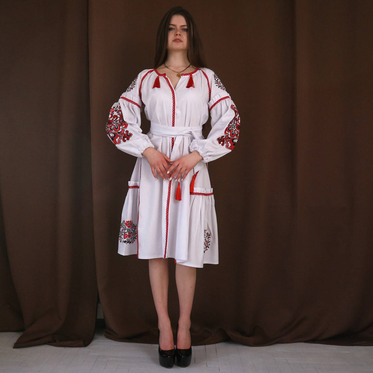 

Вышитое платье "Мартина" PJ-0044, Белый