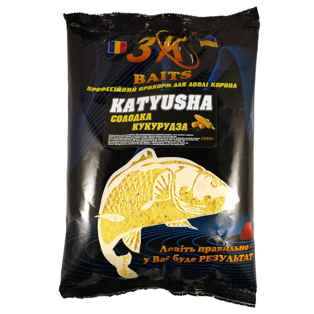 

Прикормка 3KBaits KATYUSHA Сладкая кукуруза 1000г (3KB1064)