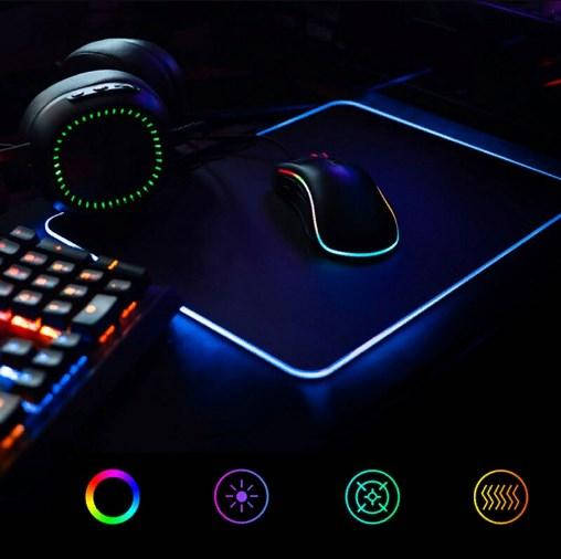 

Светодиодный геймерский коврик для компьютерной мыши iMICE PD-04 35х25 с RGB подсветкой и режимами, Черный