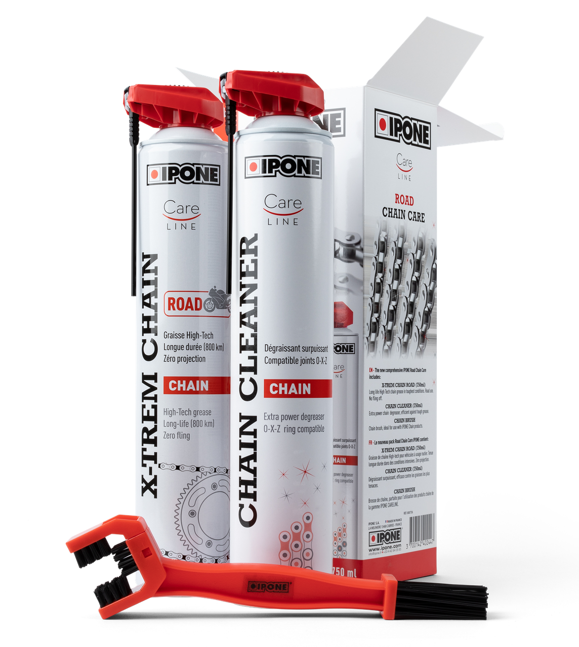 

Комплект для ухода за цепью мотоцикла IPONE Road Chain Care 3 in 1, 2*750 мл (800736)