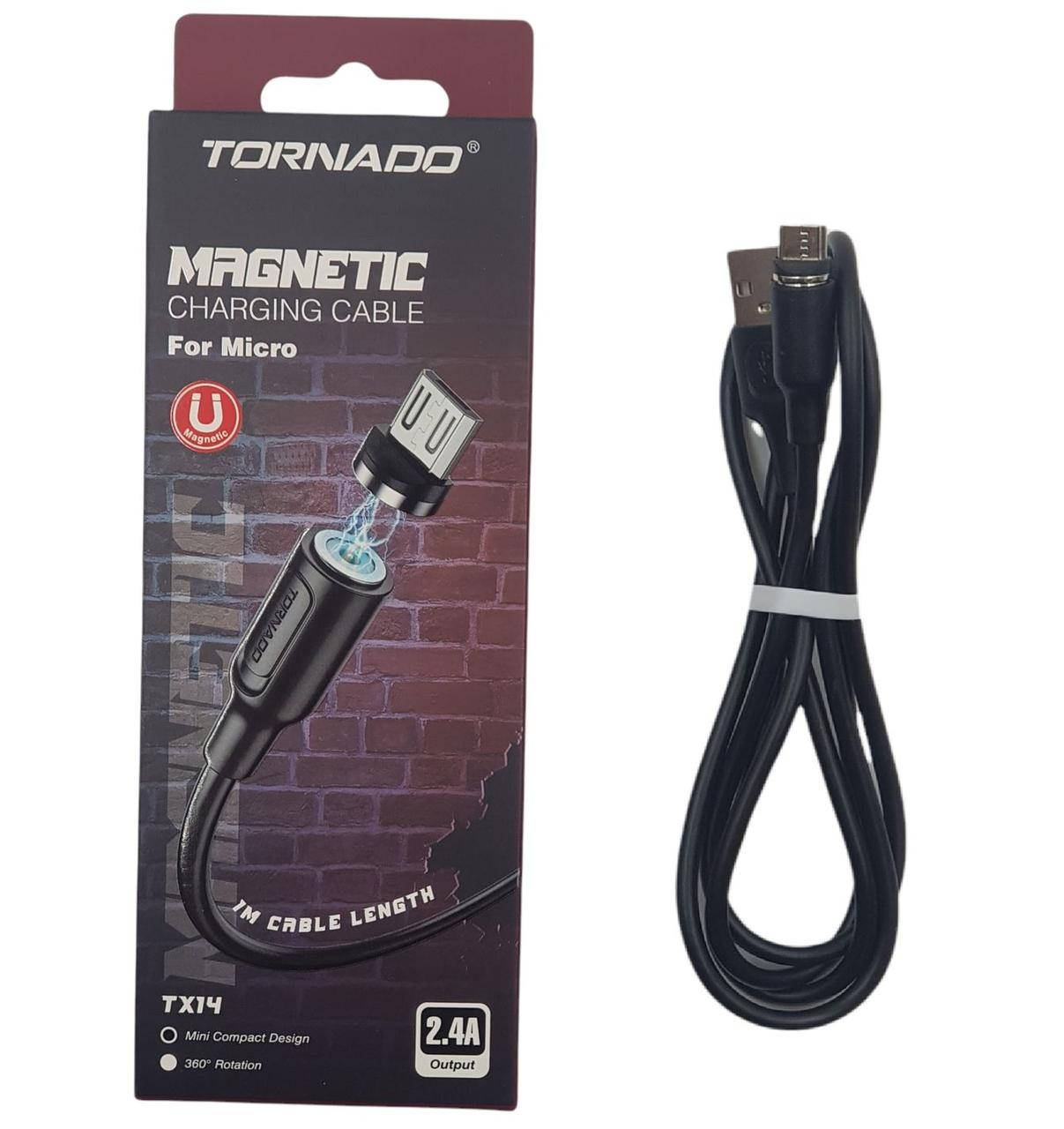 

Кабель USB-Micro TORNADO TX14 Magnetic (2,4A/1м) черный